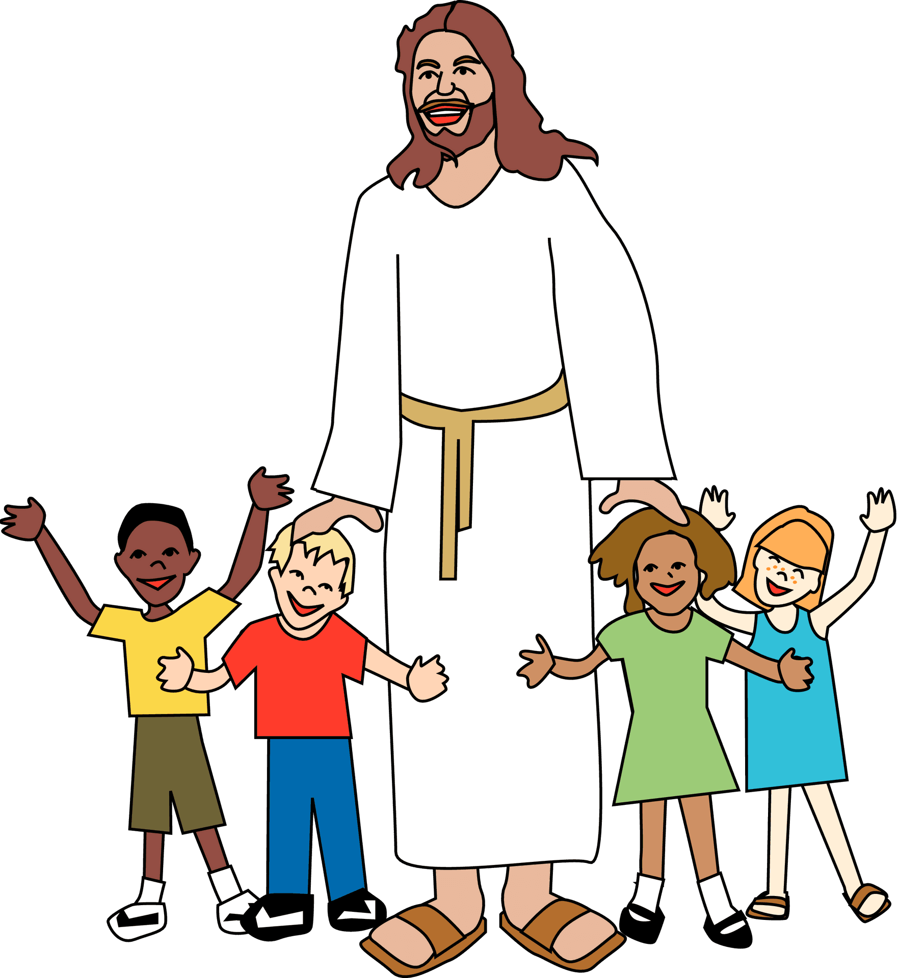 Jesus With Children Illustration PNG