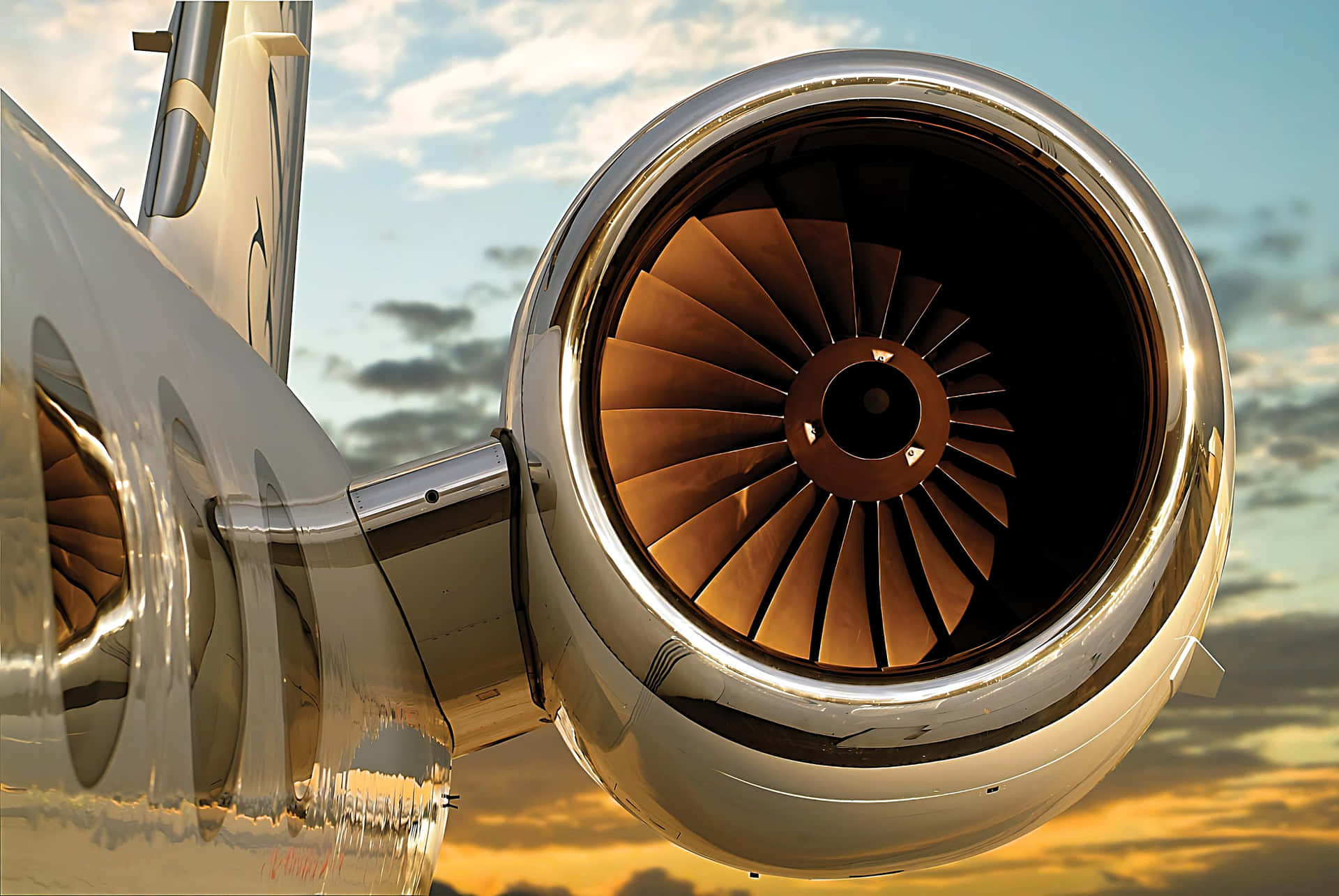Close-up view of a powerful jet engine Wallpaper