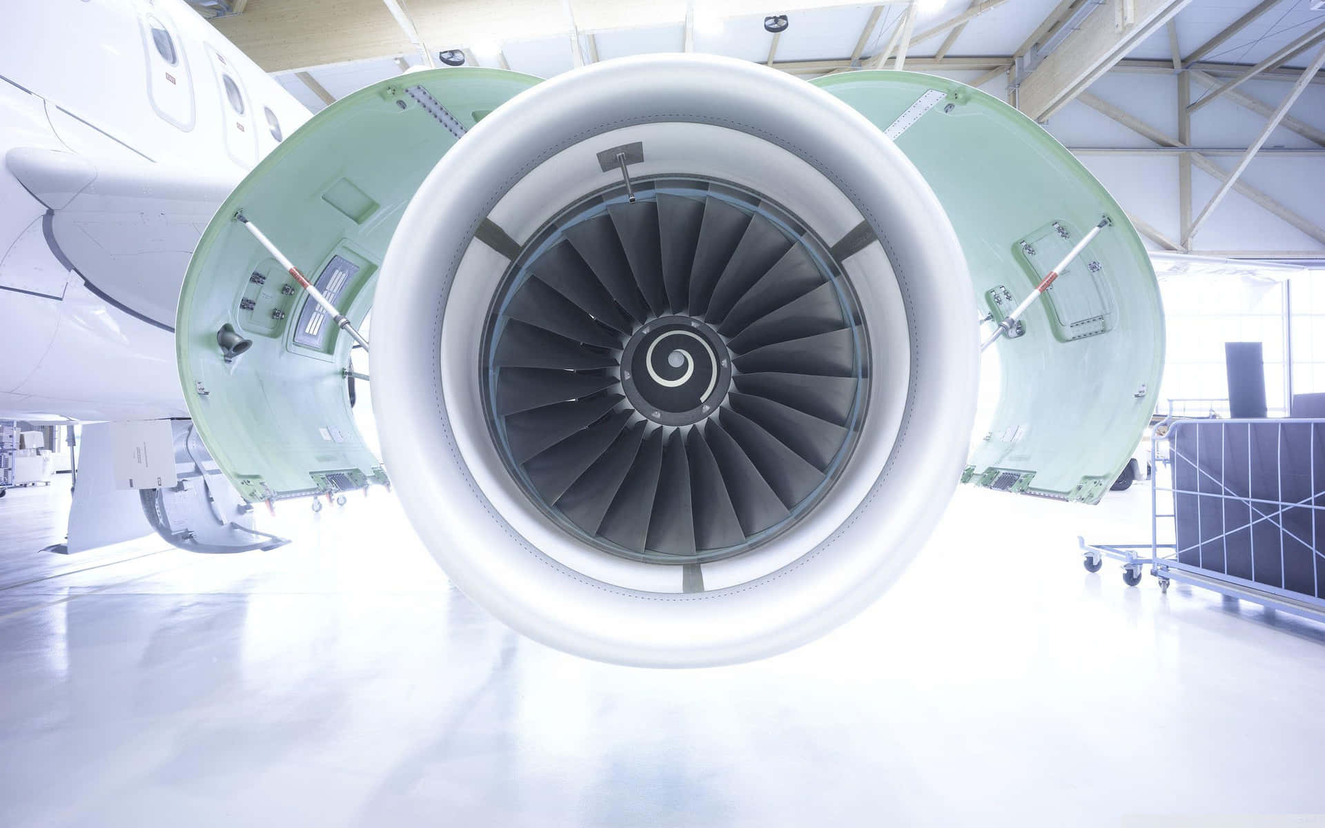 Close-up view of a powerful jet engine Wallpaper
