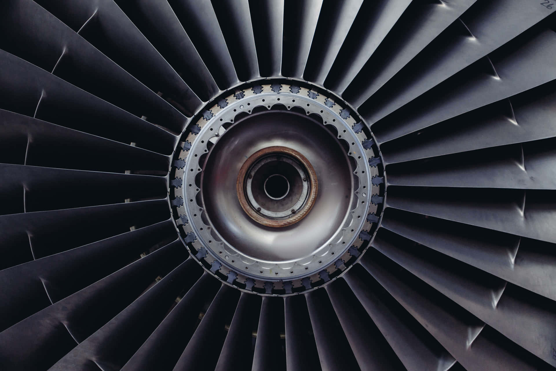 Close-up view of an impressive jet engine Wallpaper