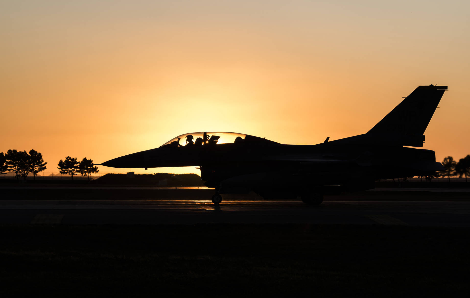 Jet Fighter Parked Sunset