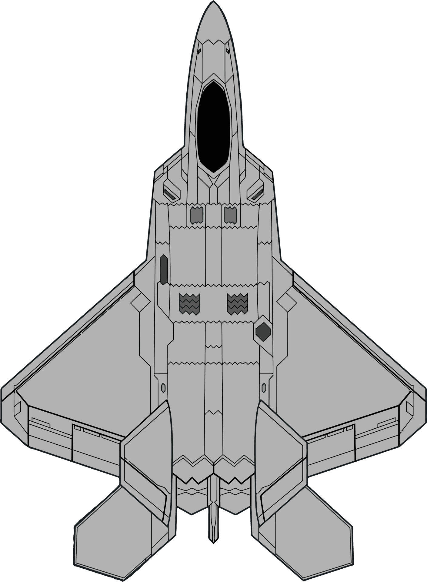 Jet Fighter Top View Line Art PNG
