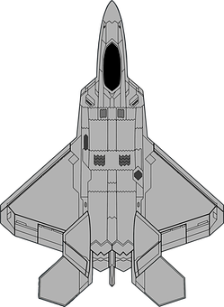 Jet Fighter Top View Vector PNG
