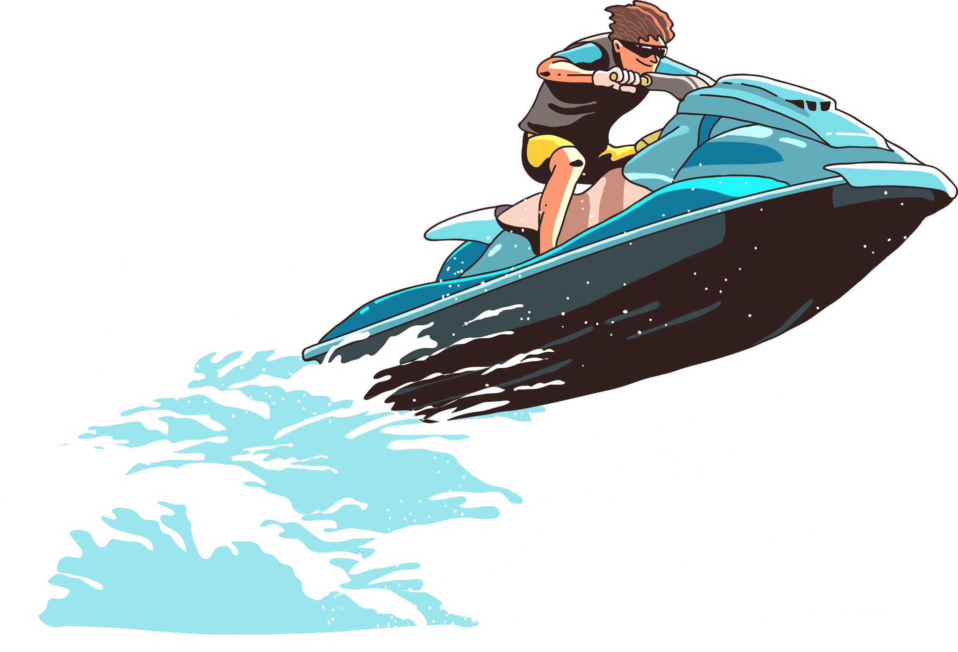 Jet Ski Adventure Illustration PNG
