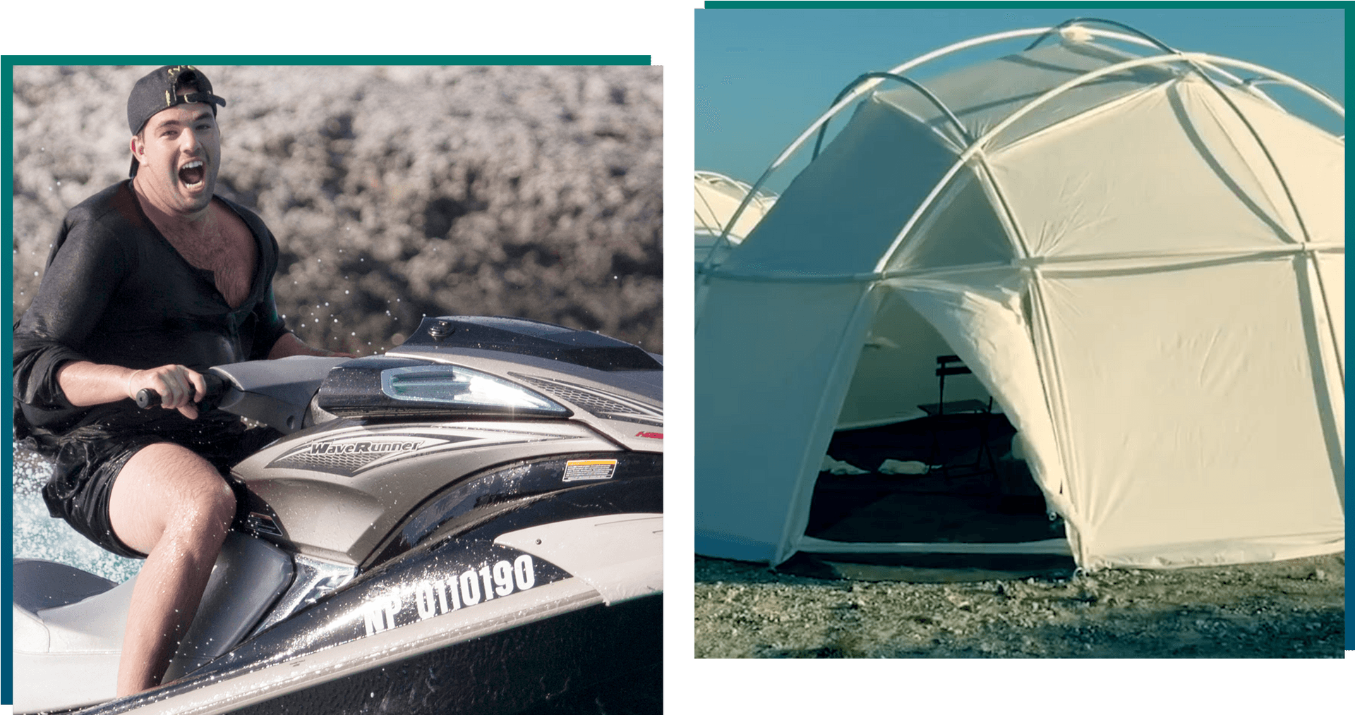 Jet Ski Excitementand Geodesic Dome Tent PNG