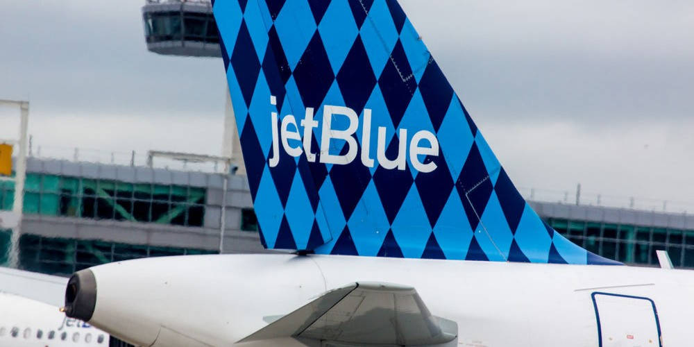 JetBlue Airplane Rudder Blå Diamant Mønster Baggrund Wallpaper