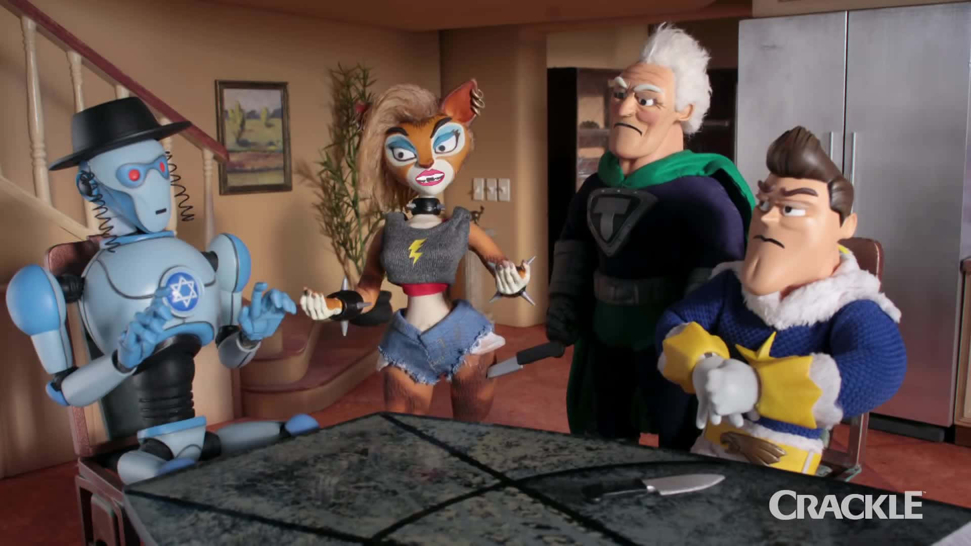 Jewbot With Superheroes In Supermansion Wallpaper