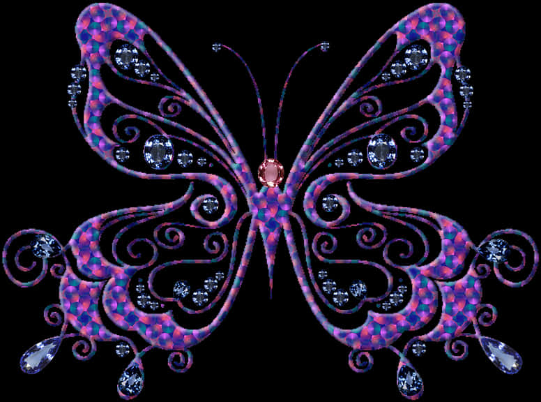 Jeweled Butterfly Artwork PNG