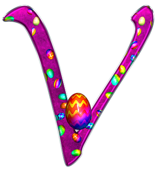 Jeweled Easter Egg Letter V PNG