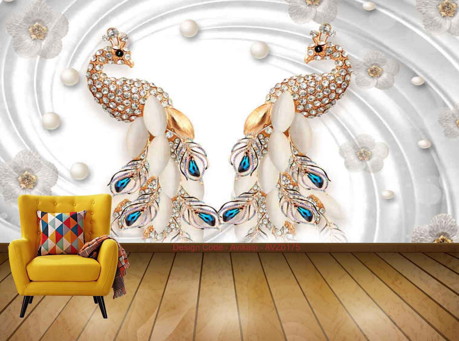 Peacock Earrings Wallpaper Background For Living Room