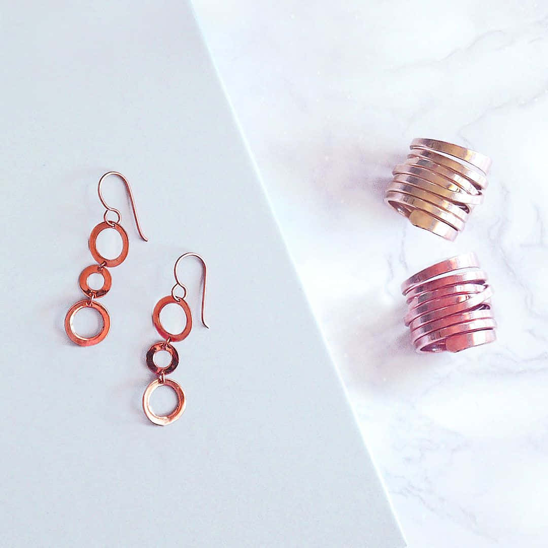 Copper Ring Earrings With A Circle On Top