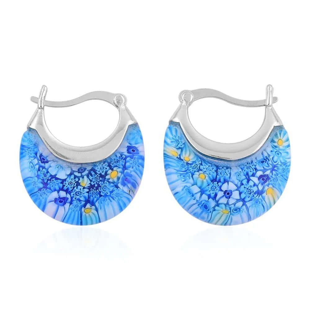 A Pair Of Blue And Yellow Hoop Earrings