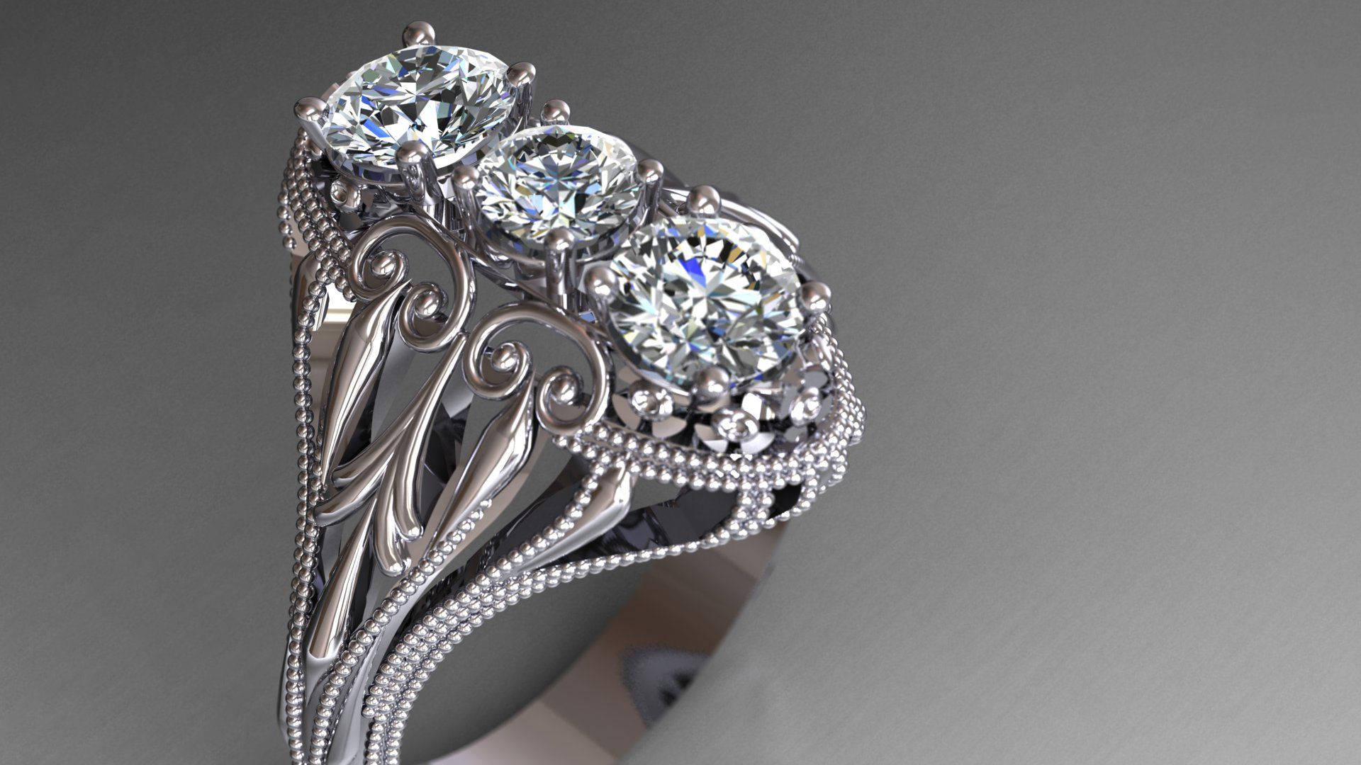 Jewelry Ring With Three Diamonds