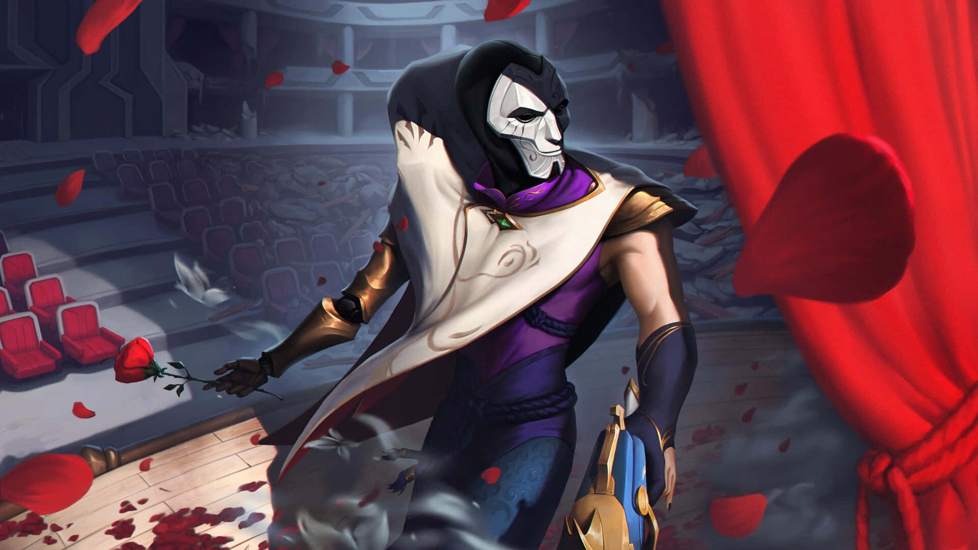 Jhin De Virtuoos League Of Legends Achtergrond