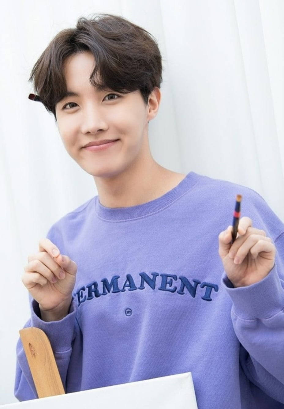 Download Jhope Cute Smile While Painting Wallpaper | Wallpapers.com