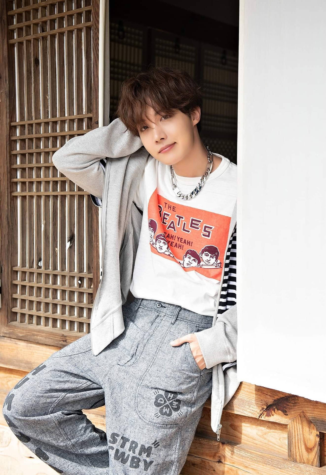 JHope Cute With Casual Outfit Wallpaper