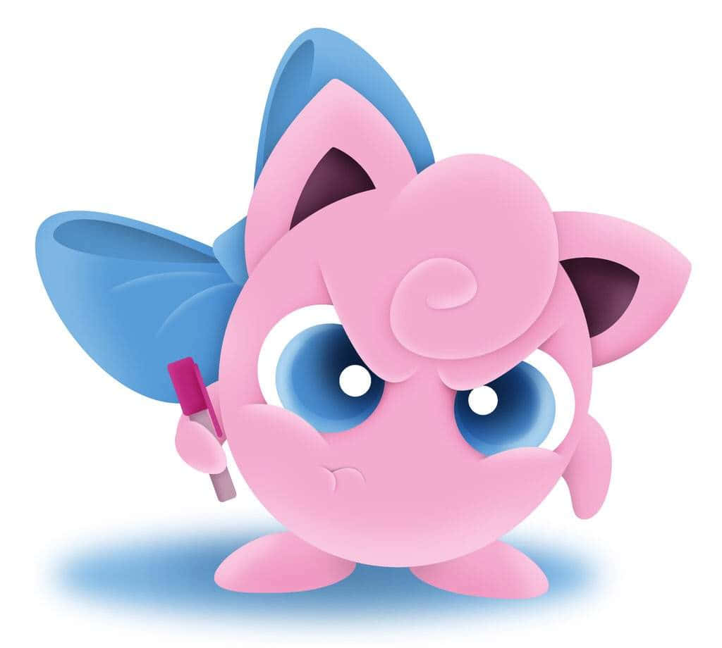 Jigglypuff happily singing its song.