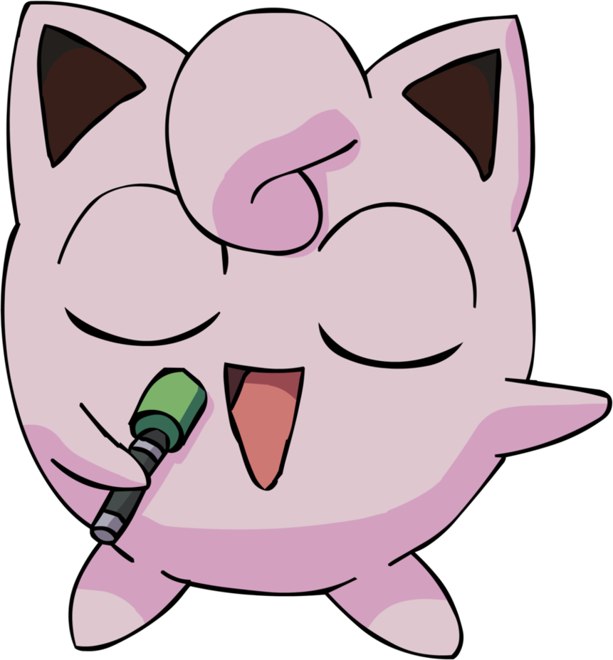 Jigglypuff Singing With Microphone PNG
