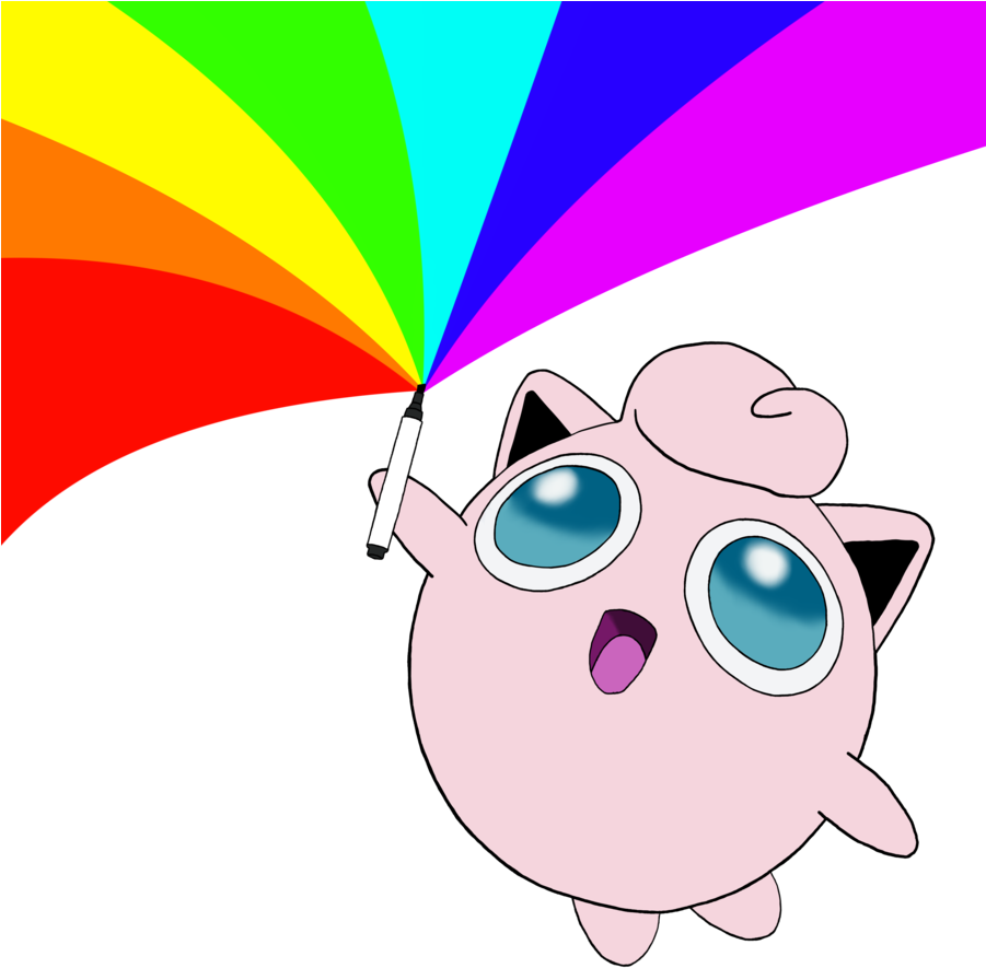 Jigglypuff_with_ Rainbow_ Umbrella PNG