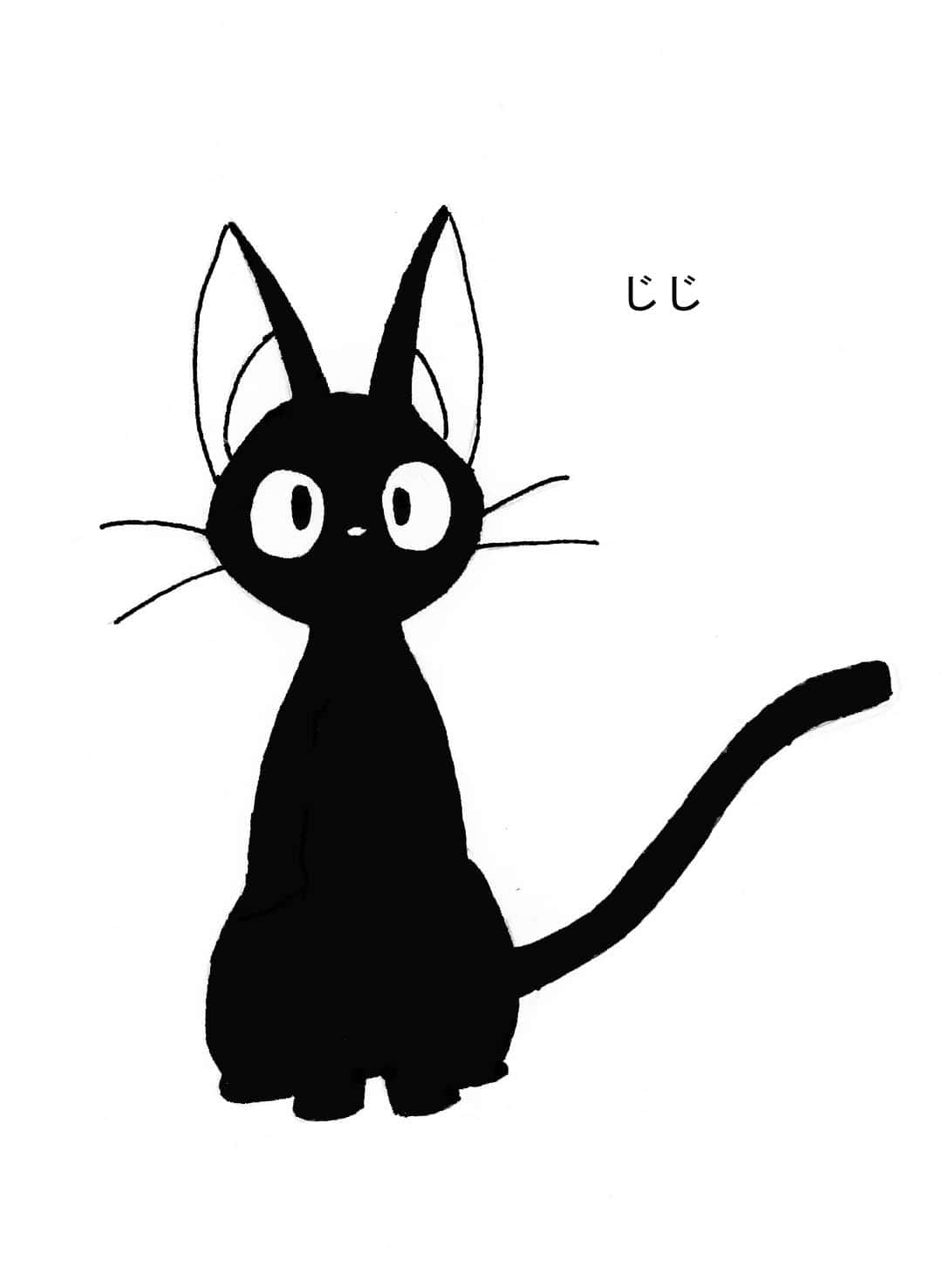 Jiji, the lovable black cat from Studio Ghibli's Kiki's Delivery Service Wallpaper