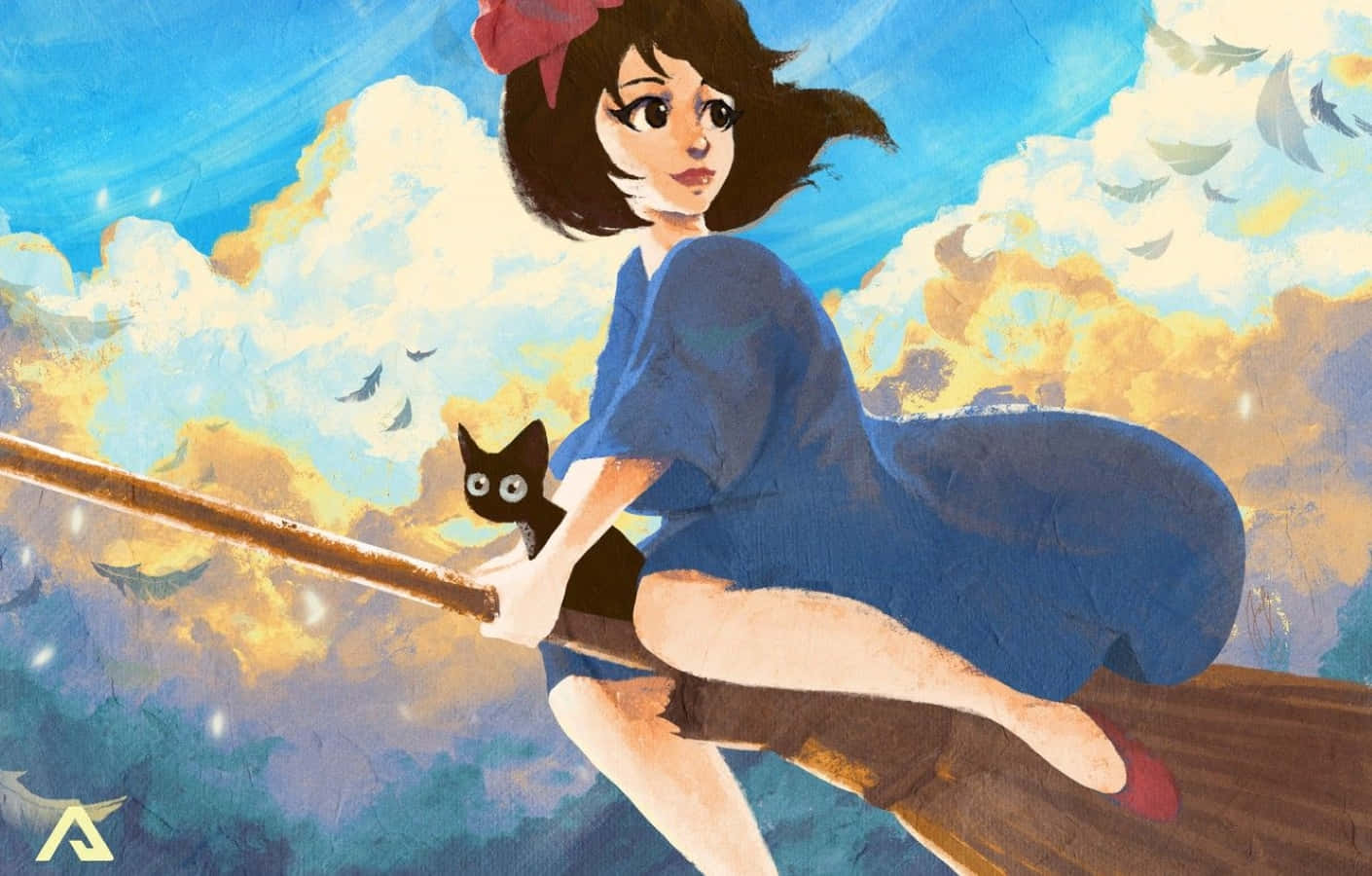 "Enchanting Image of Jiji, the Black Cat" Wallpaper