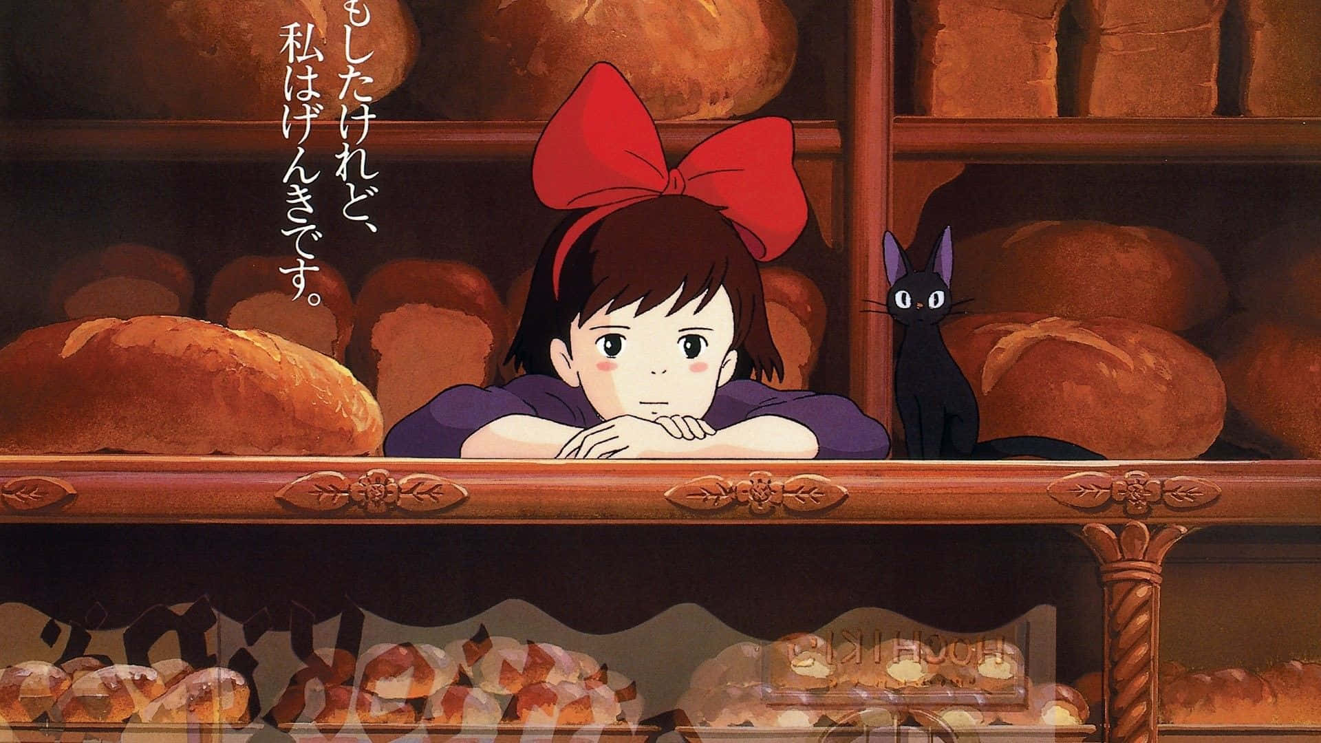 Playful Jiji the Cat from Kiki's Delivery Service Wallpaper