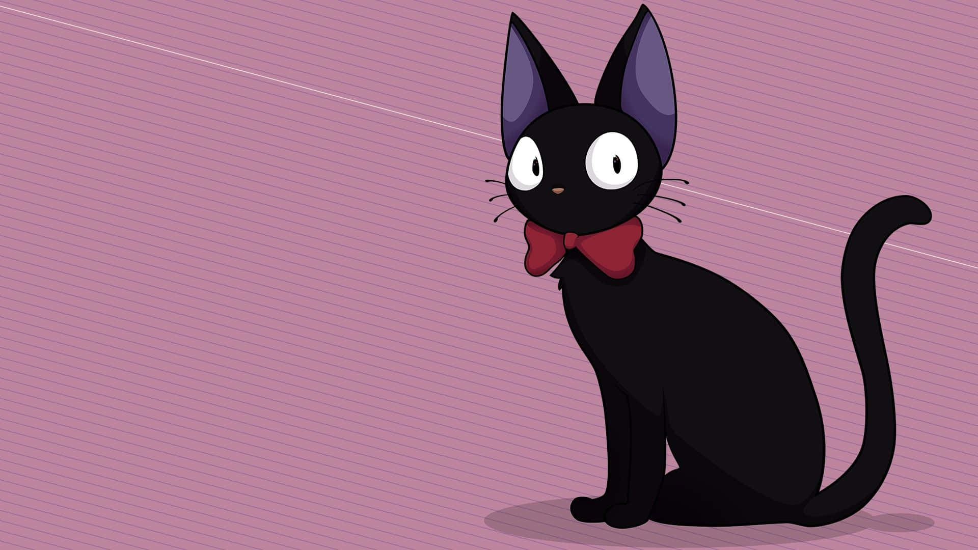 Jiji the Cat Perched on a Broomstick Wallpaper
