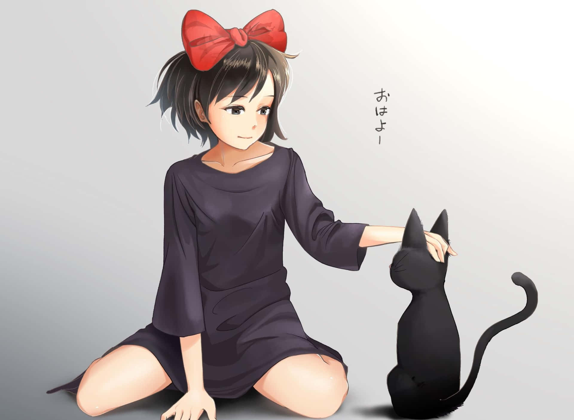 Jiji the Adorable Black Cat from Studio Ghibli's Kiki's Delivery Service Wallpaper