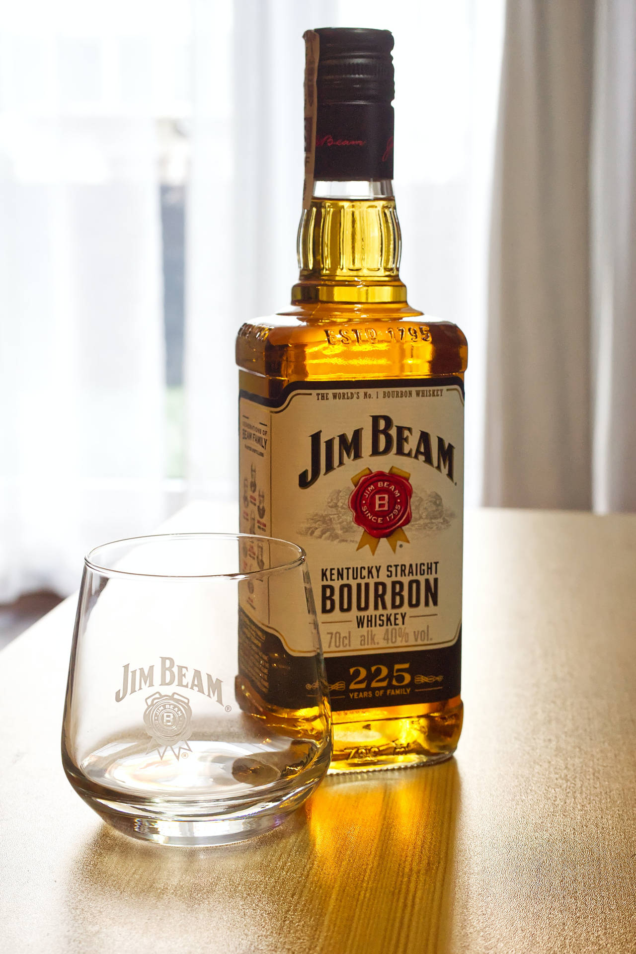 Unabella Bottiglia Di Whisky Jim Beam Bourbon Sfondo
