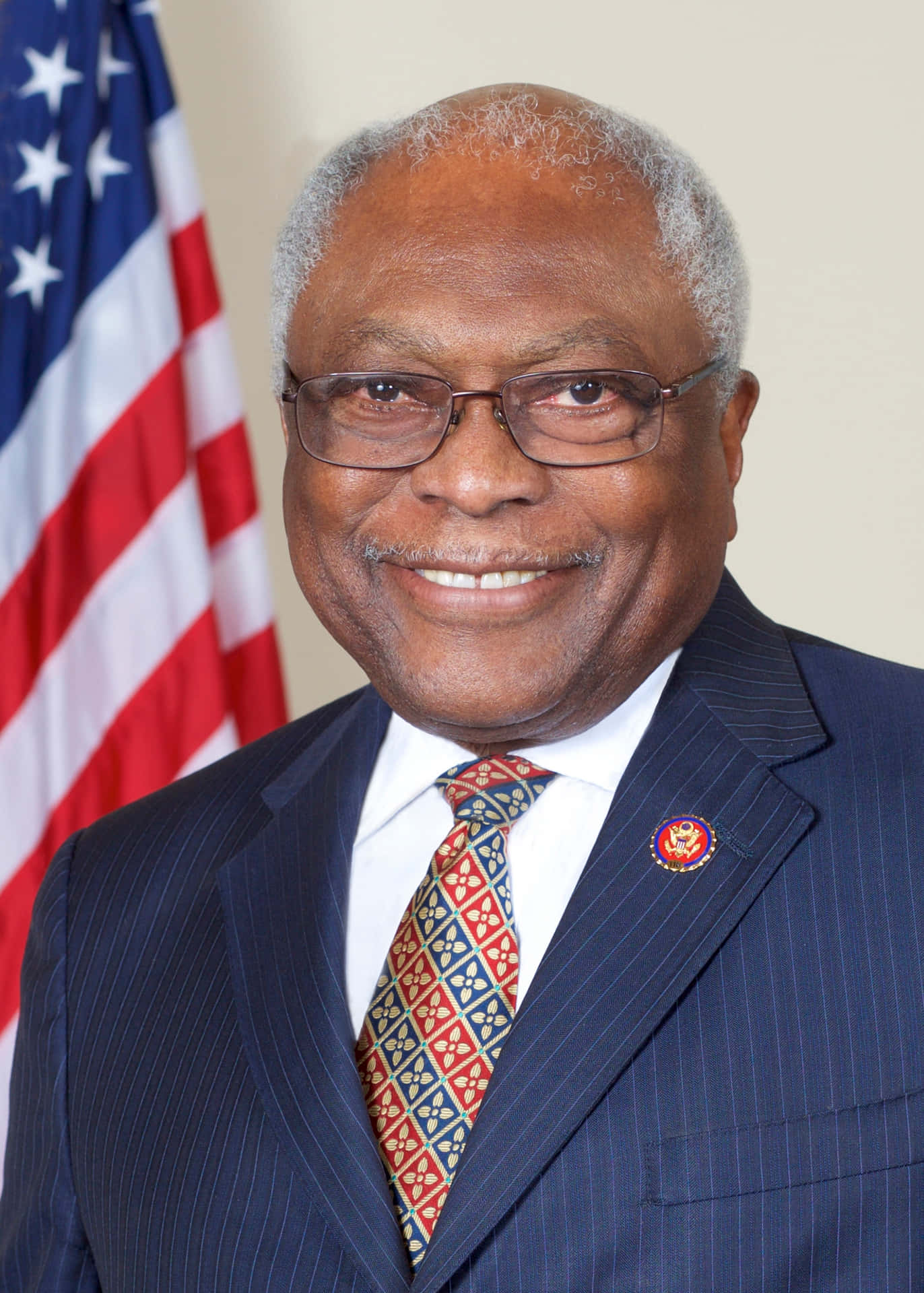 Jim Clyburn Smiling With American Flag Wallpaper