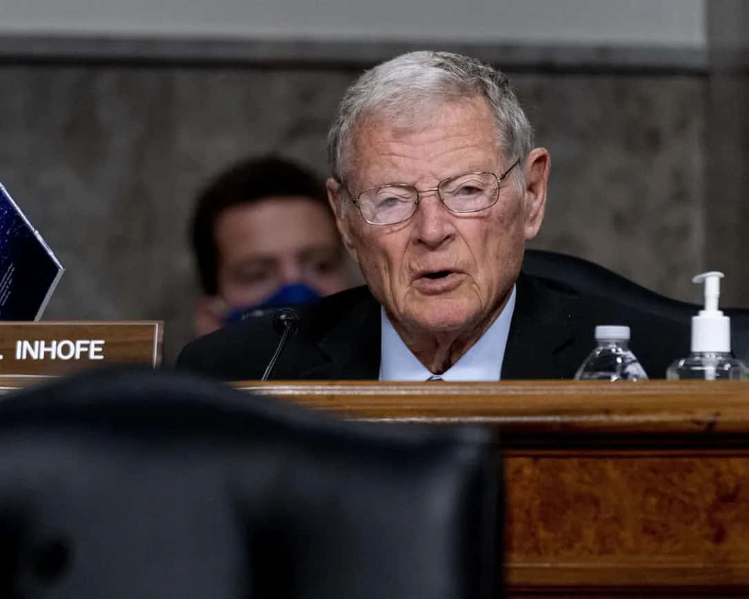Jim Inhofe Pictured With Name Plate Wallpaper