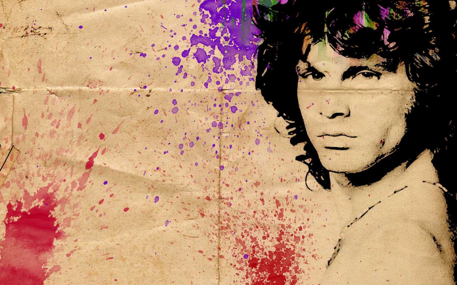 Caption: Colorful Abstract Interpretation of Rock Legend Jim Morrison Wallpaper