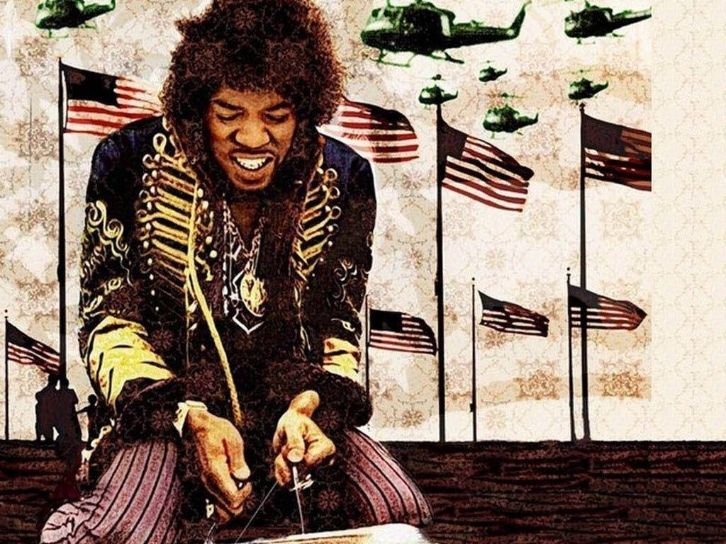 Jimi Hendrix American Flag Wallpaper