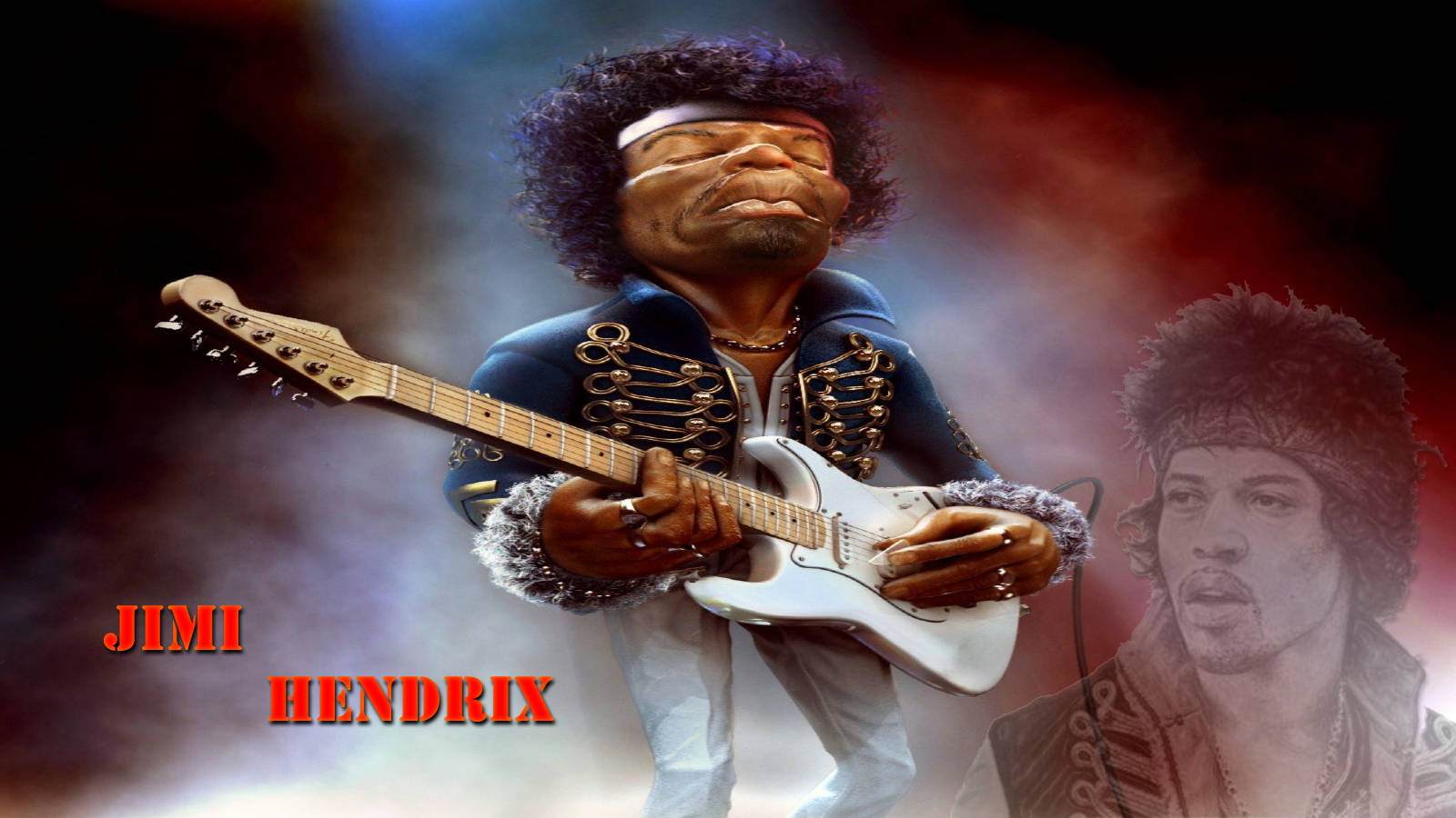Jimi Hendrix As Realistic Cartoon Wallpaper