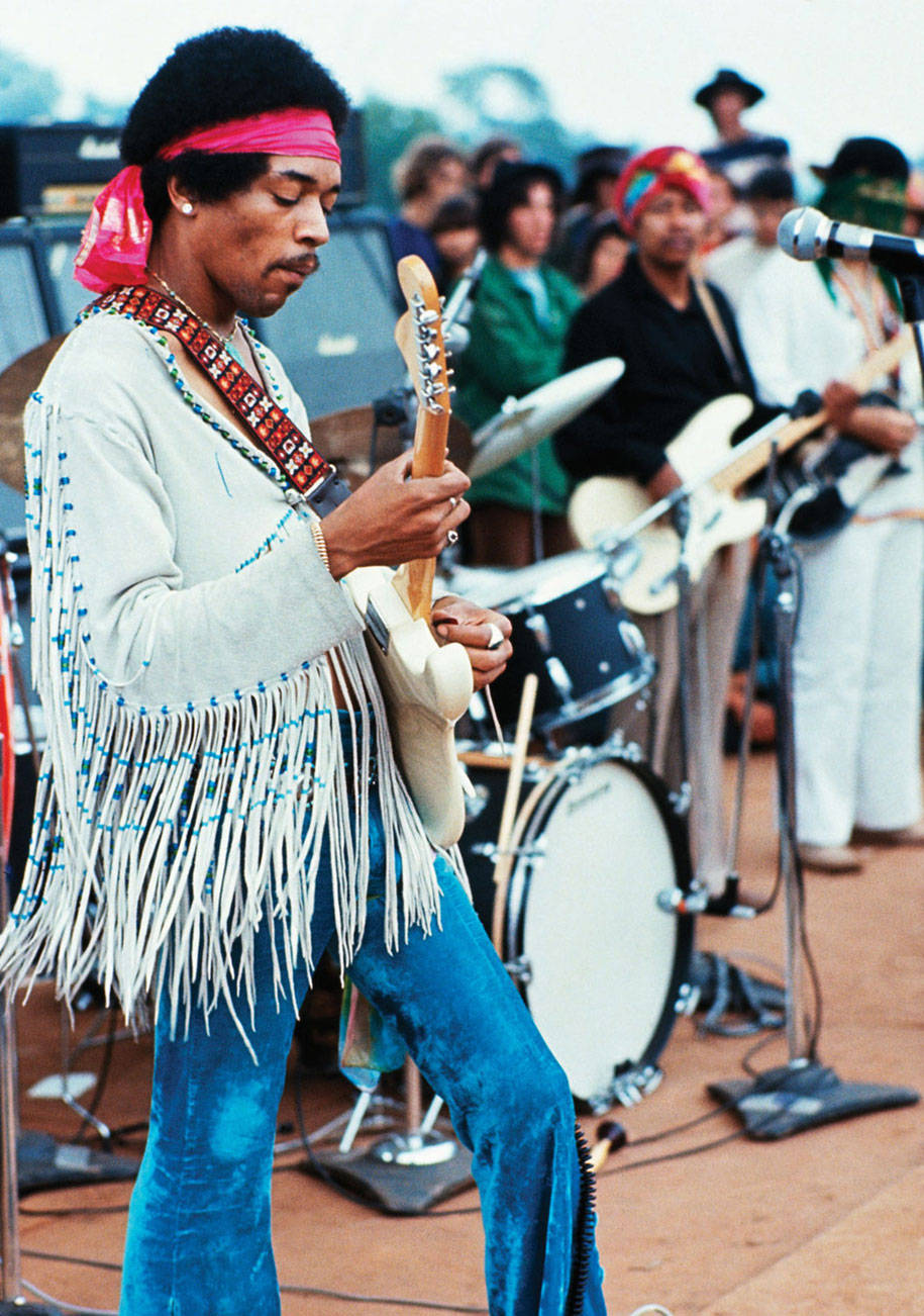 Jimihendrix Auf Woodstock Wallpaper