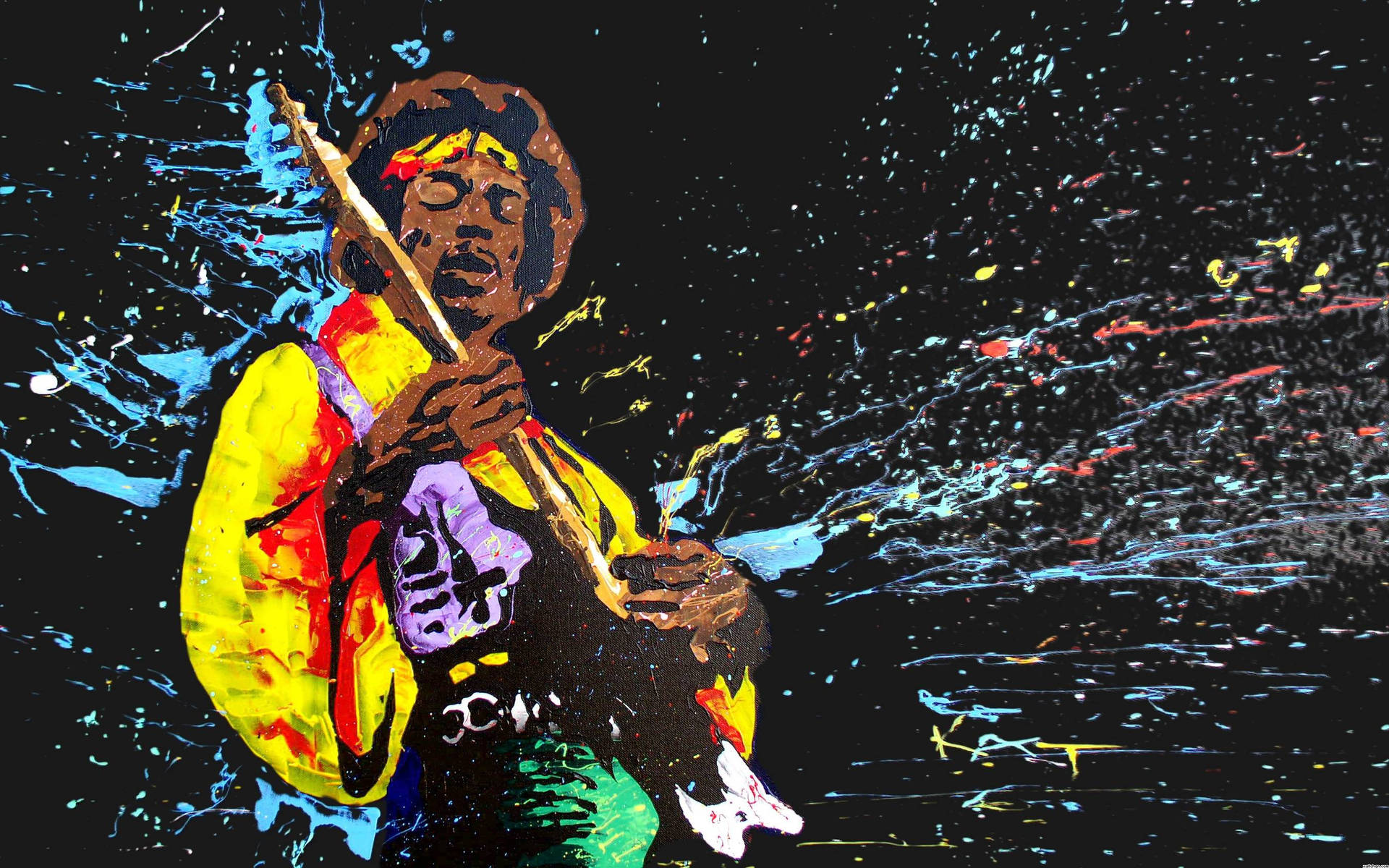 Jimi Hendrix Colorful Paint Wallpaper