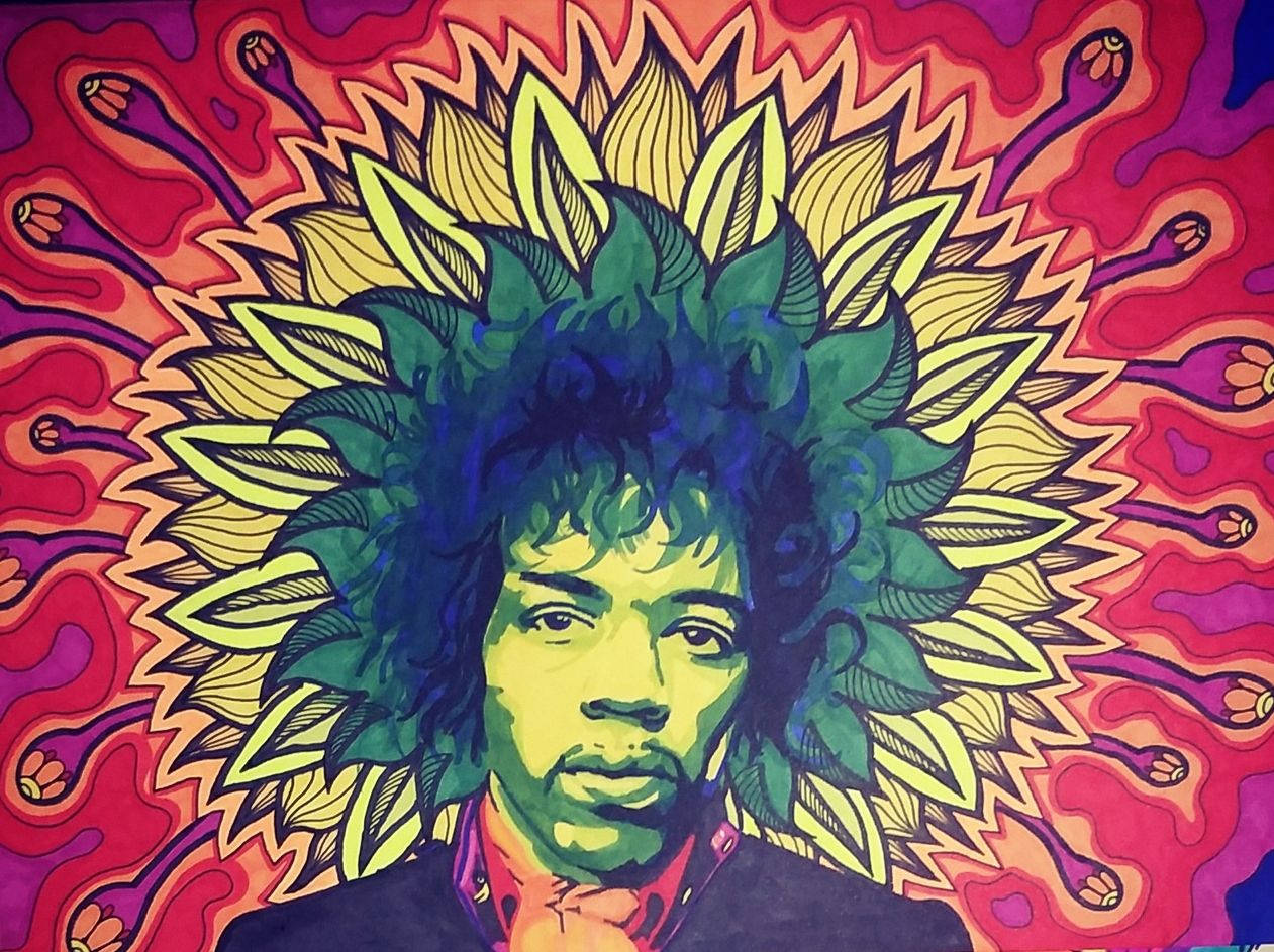 Jimi Hendrix Eccentric Bohemian Patterns Wallpaper
