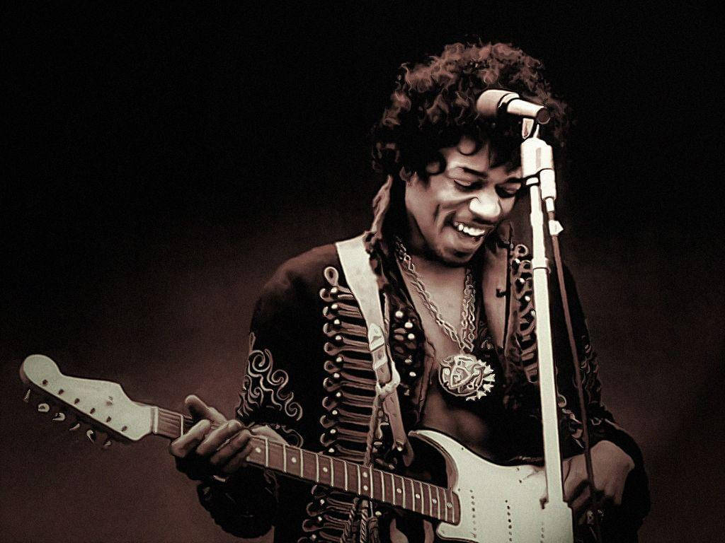 Jimi Hendrix Grinning Widely Wallpaper