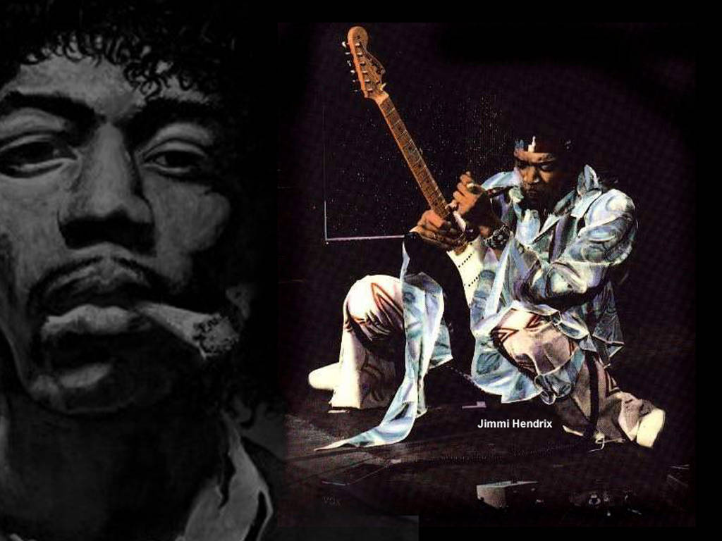 Jimi Hendrix Smoking And Squatting Wallpaper