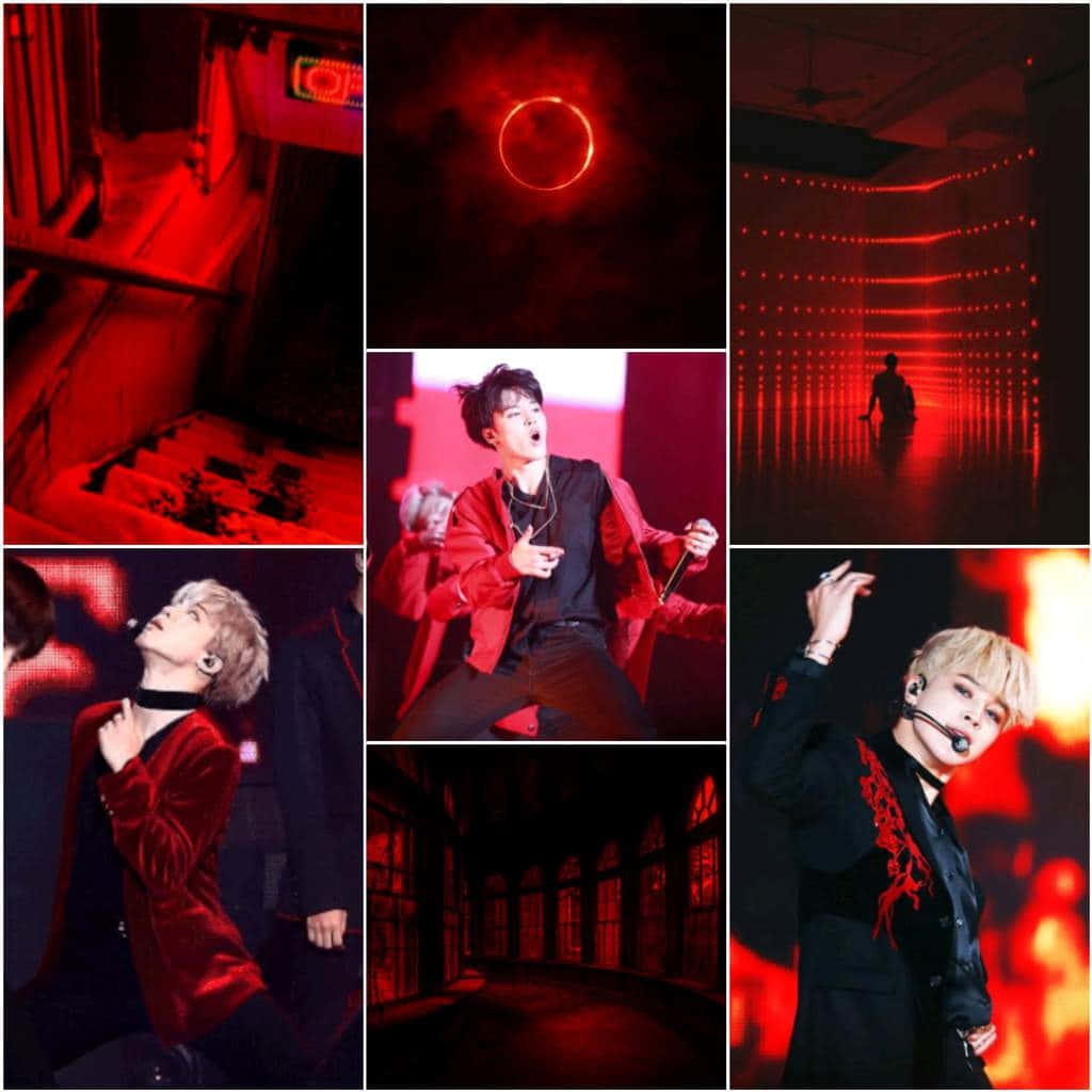 A Collage Of Photos Of A Man In Red And Black Wallpaper