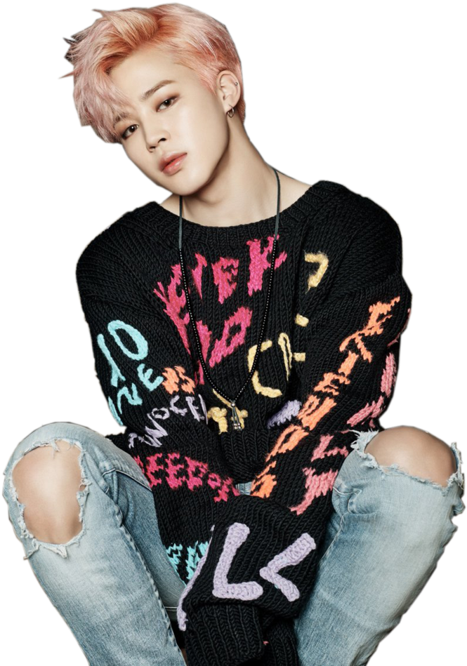 Jimin Pink Hair Edgy Look PNG