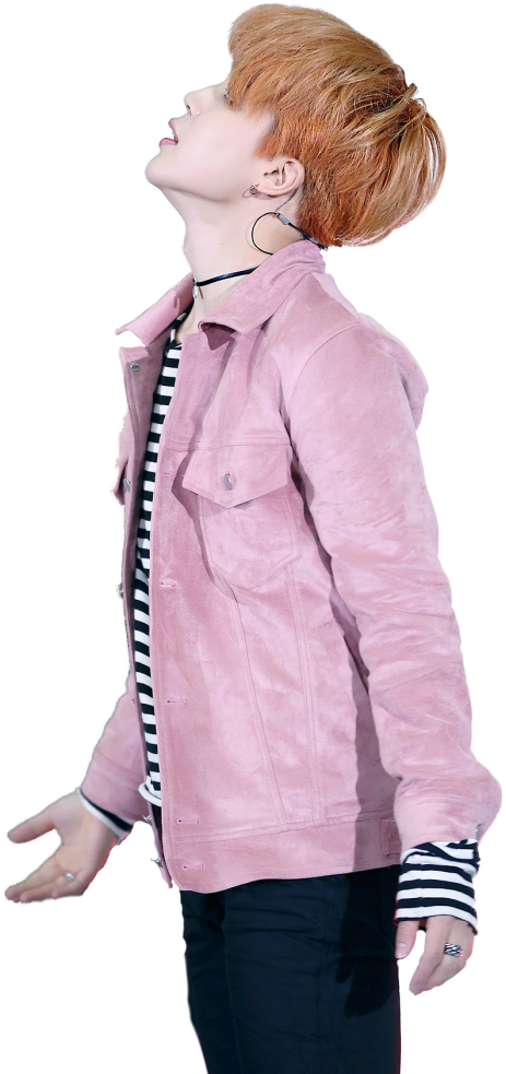 Download Jimin Pink Jacket Pose | Wallpapers.com