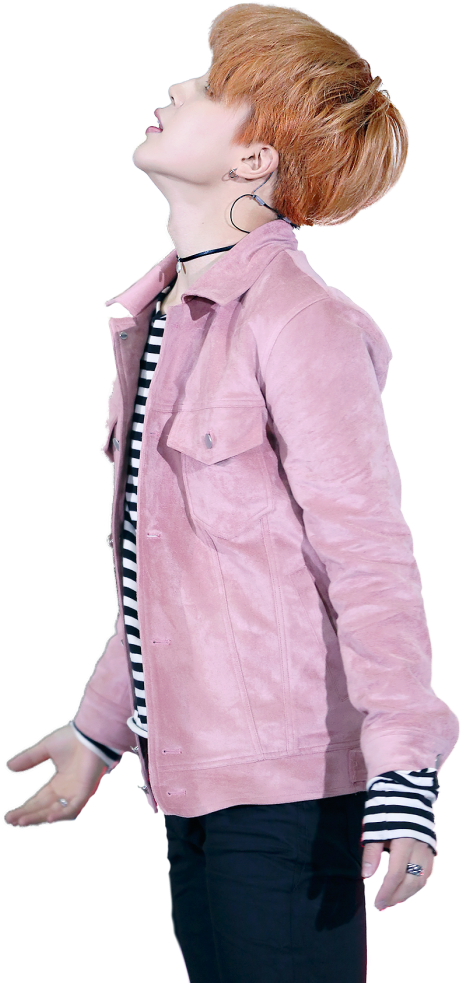 Jimin Pink Jacket Pose PNG
