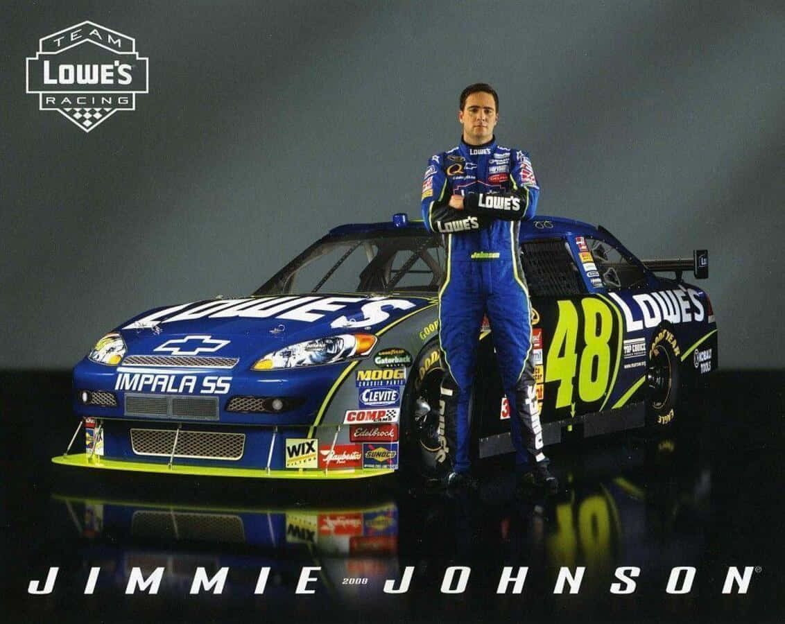 Jimmie Johnson Racing in Action Wallpaper