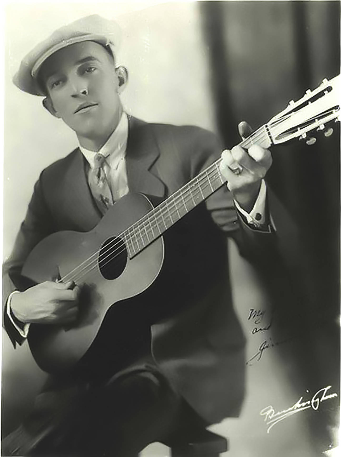Jimmie Rodgers Autographed Greyscale Photo Wallpaper