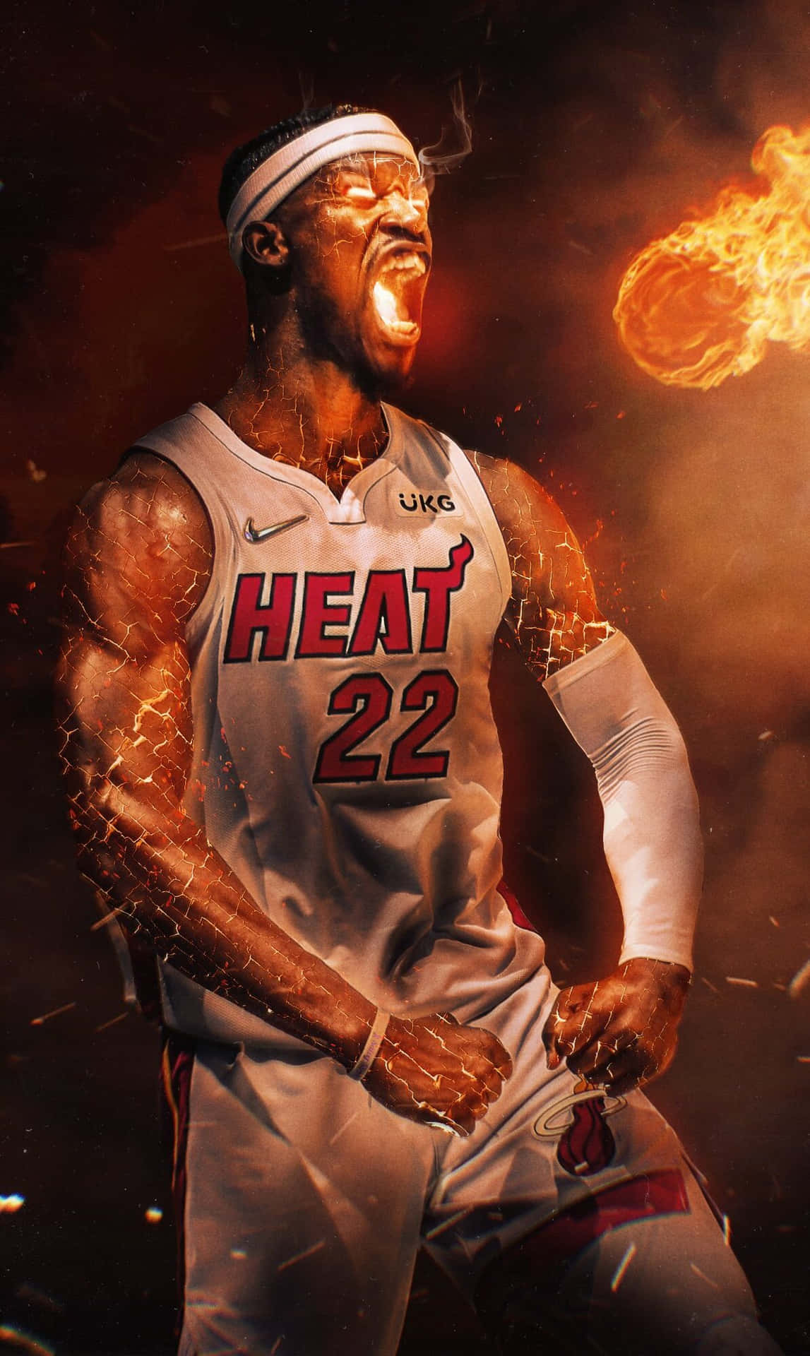 Jimmy Butler Fireand Passion Miami Heat Wallpaper