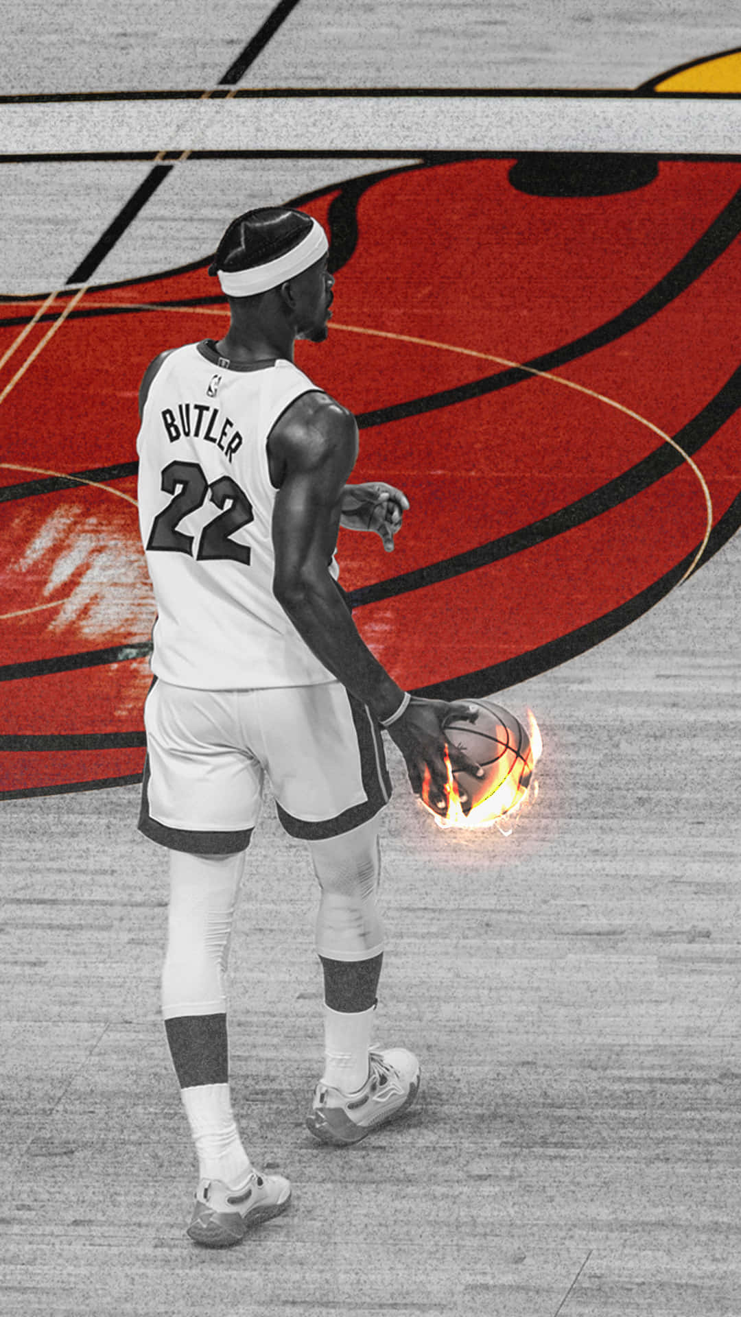 Jimmy Butler Flaming Basketball Miami Heat Wallpaper