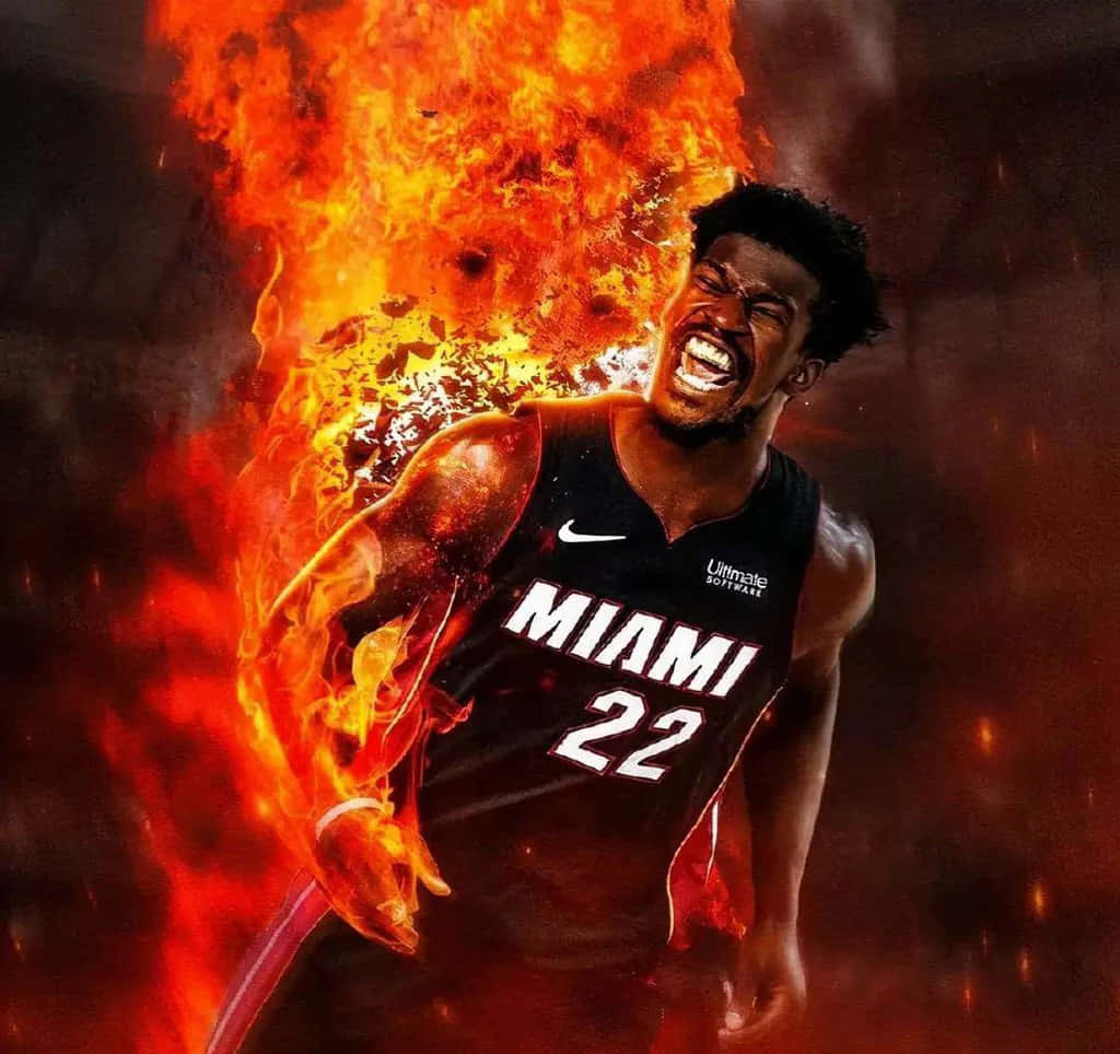 Jimmy Butler Flaming Passion Miami Heat Wallpaper