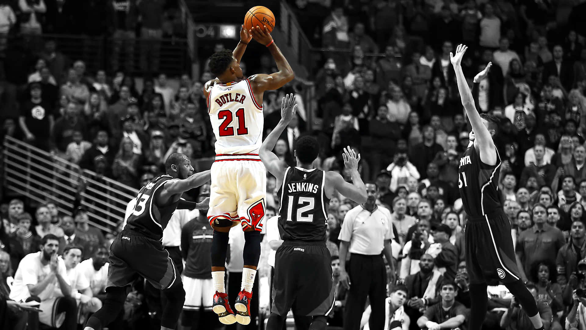 Jimmy Butler Jump Shot Action Wallpaper