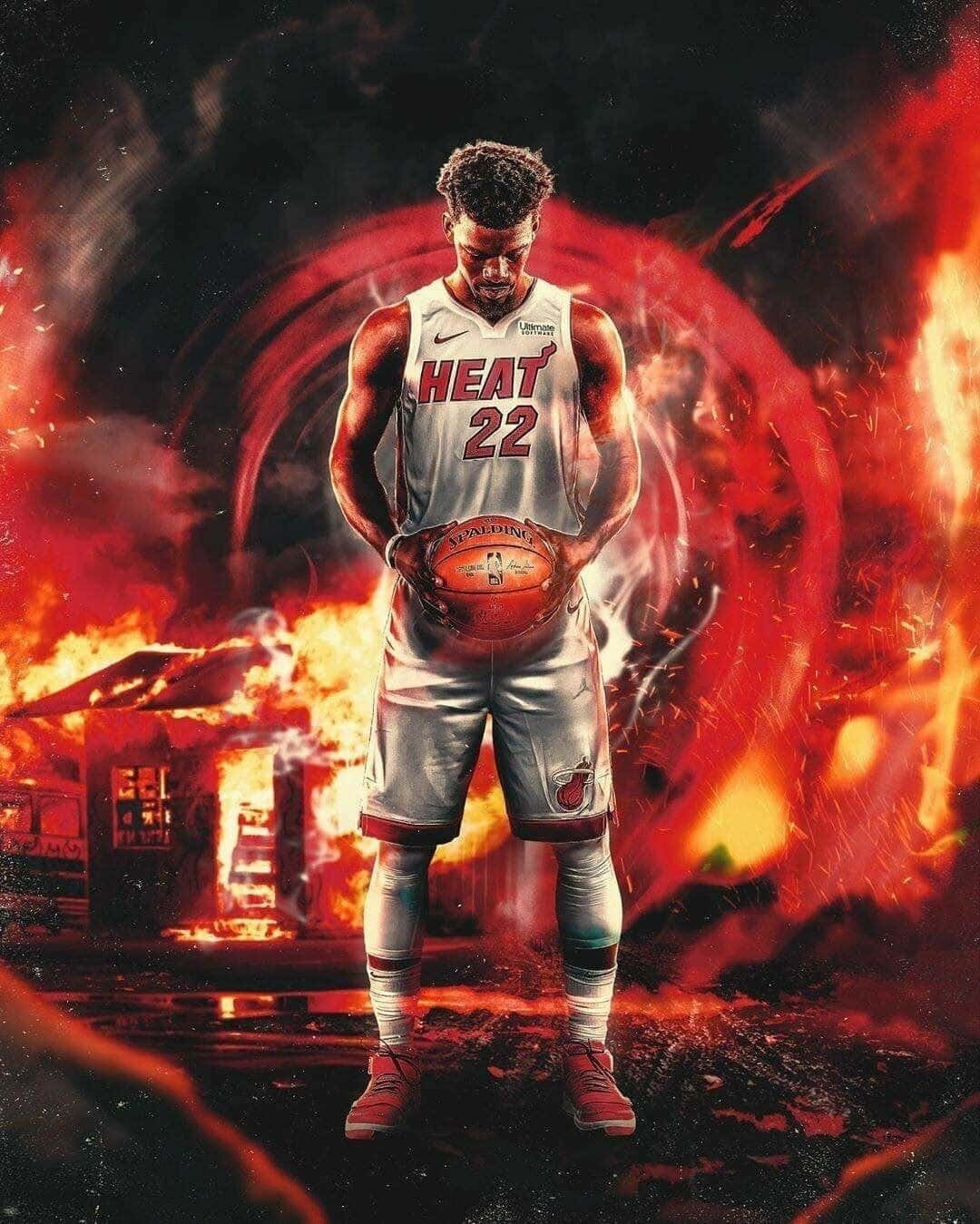 Jimmy Butler Miami Heat Vuurstorm Achtergrond